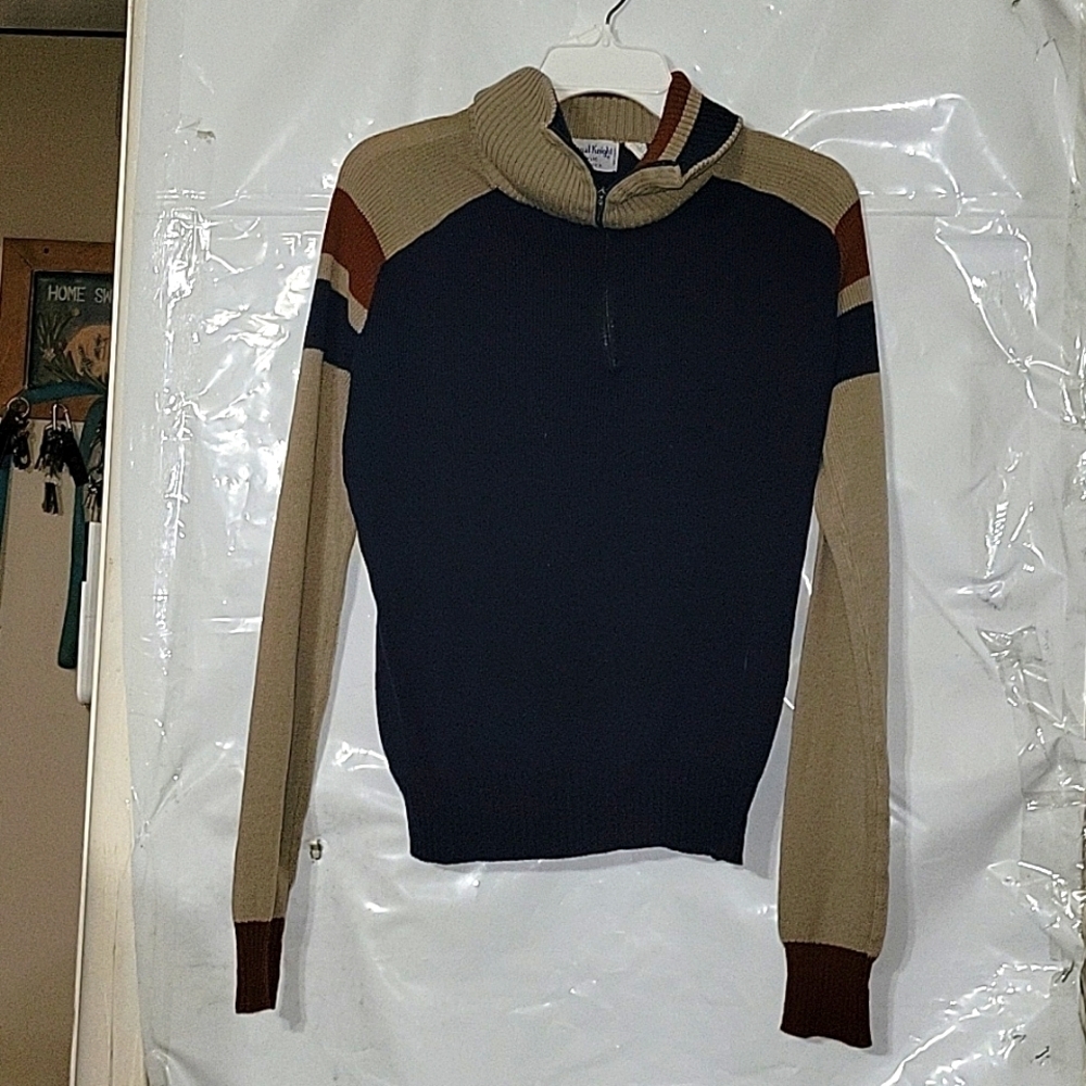 ROYAL KNIGHT Pullover Vintage 1/4 Zip Long Sleeve Colorblock Sweater Retro Y2K‎